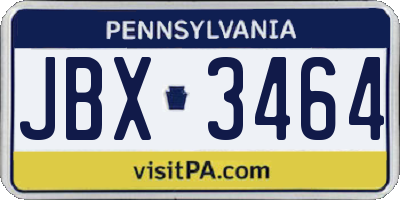 PA license plate JBX3464