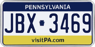 PA license plate JBX3469