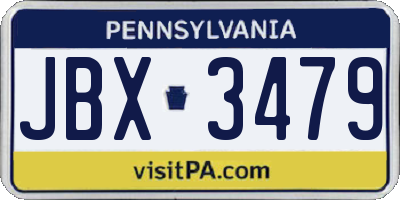 PA license plate JBX3479
