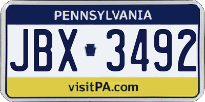 PA license plate JBX3492