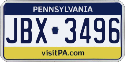 PA license plate JBX3496