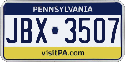 PA license plate JBX3507