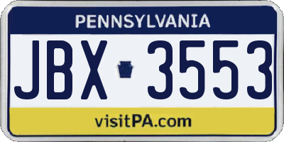 PA license plate JBX3553