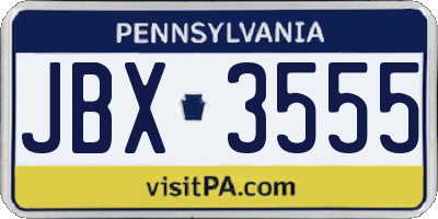 PA license plate JBX3555