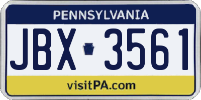 PA license plate JBX3561