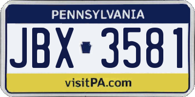 PA license plate JBX3581