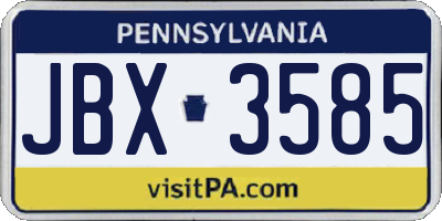 PA license plate JBX3585