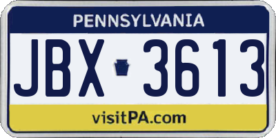 PA license plate JBX3613