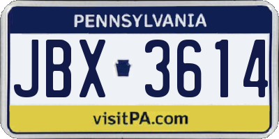 PA license plate JBX3614