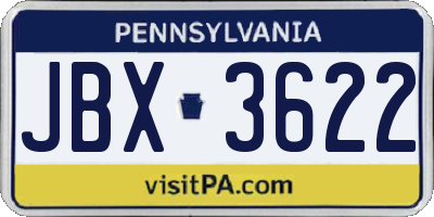 PA license plate JBX3622