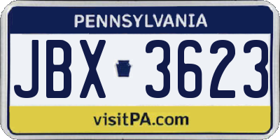 PA license plate JBX3623