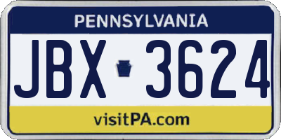 PA license plate JBX3624
