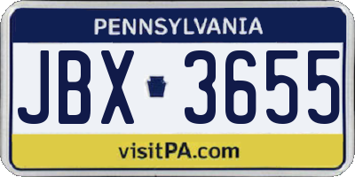 PA license plate JBX3655