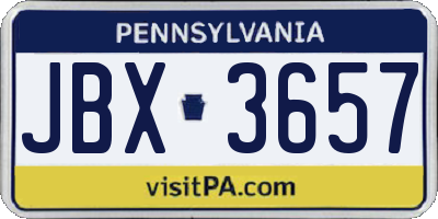 PA license plate JBX3657