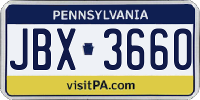 PA license plate JBX3660