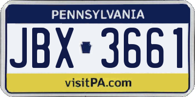 PA license plate JBX3661
