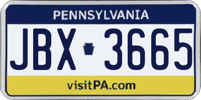 PA license plate JBX3665