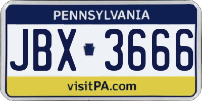 PA license plate JBX3666