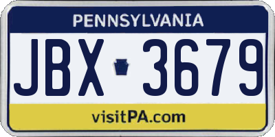 PA license plate JBX3679