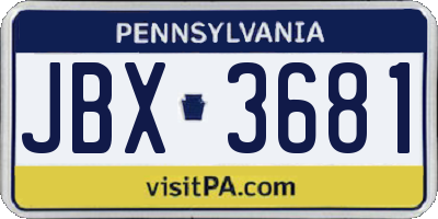 PA license plate JBX3681