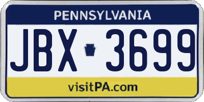 PA license plate JBX3699