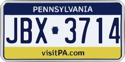 PA license plate JBX3714
