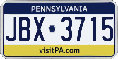 PA license plate JBX3715