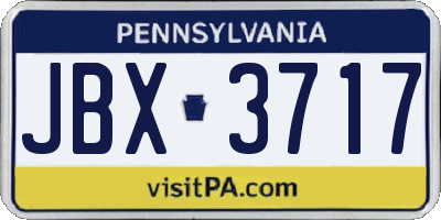 PA license plate JBX3717