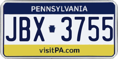 PA license plate JBX3755
