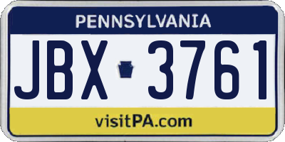 PA license plate JBX3761