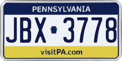 PA license plate JBX3778