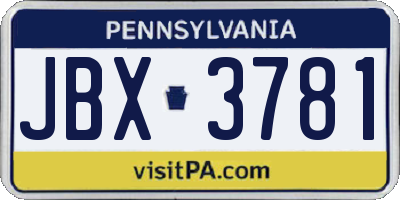 PA license plate JBX3781