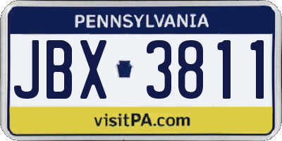 PA license plate JBX3811