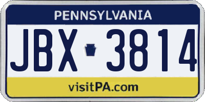 PA license plate JBX3814