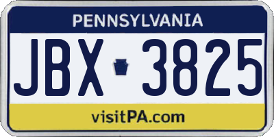 PA license plate JBX3825