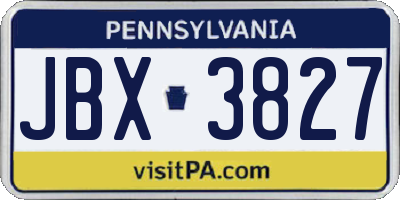 PA license plate JBX3827