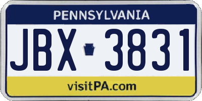 PA license plate JBX3831