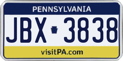 PA license plate JBX3838