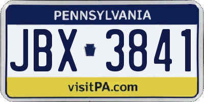 PA license plate JBX3841