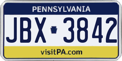 PA license plate JBX3842