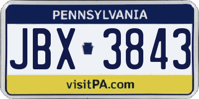 PA license plate JBX3843