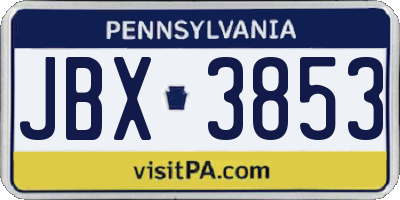PA license plate JBX3853