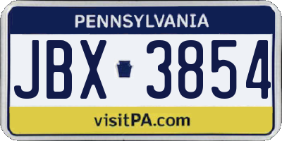 PA license plate JBX3854