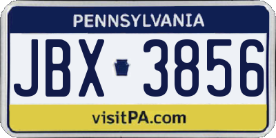 PA license plate JBX3856