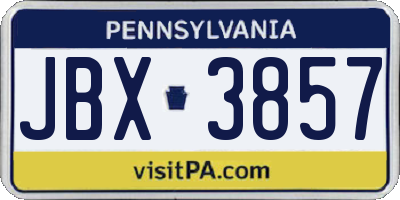 PA license plate JBX3857