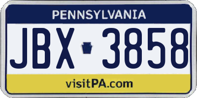 PA license plate JBX3858