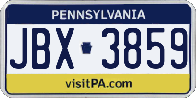 PA license plate JBX3859