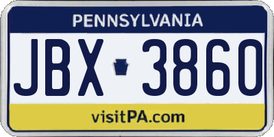 PA license plate JBX3860