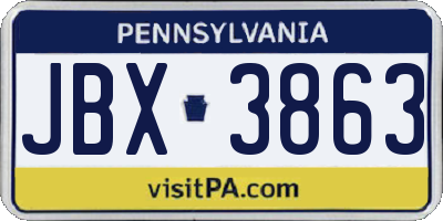 PA license plate JBX3863