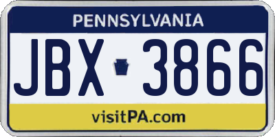PA license plate JBX3866